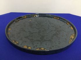 Travessa redonda azul e dourado - 30 cm