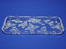 Bandeja cristal trabalhado retângular  flor - 34x15 cm