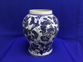 Vaso português branco e azul 42x22cm