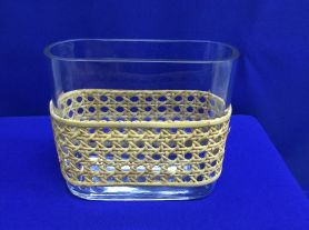 Vaso vidro c/ acabamento rattan - 15x14