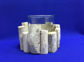 Vaso vidro com madeira rustica - 14x12